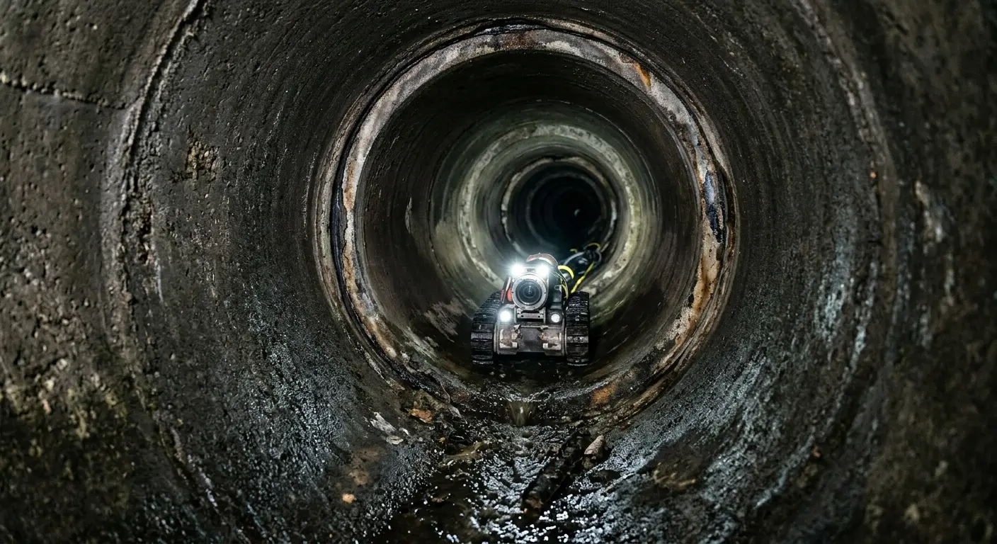 Robotic sewer camera inspecting pipe interior for Drain Snake Service in Orlando